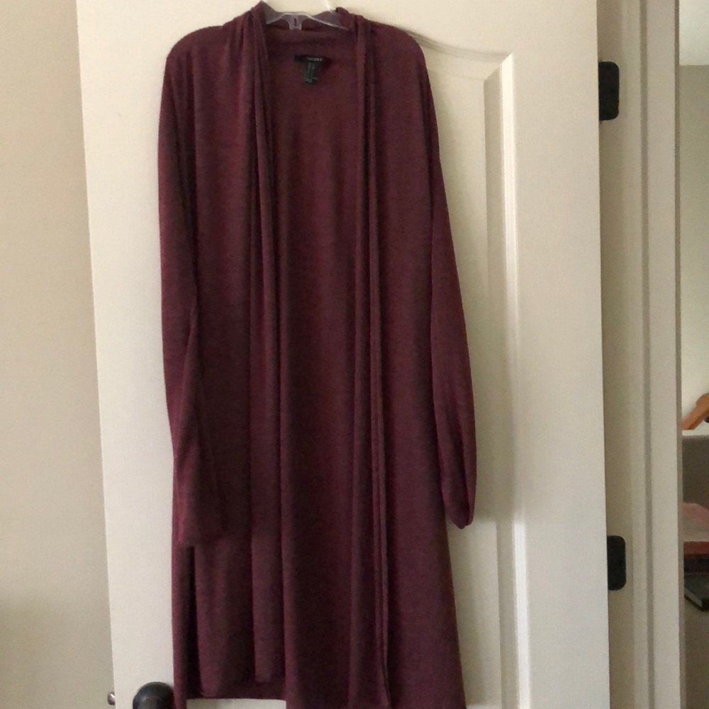 Long maroon cardigan